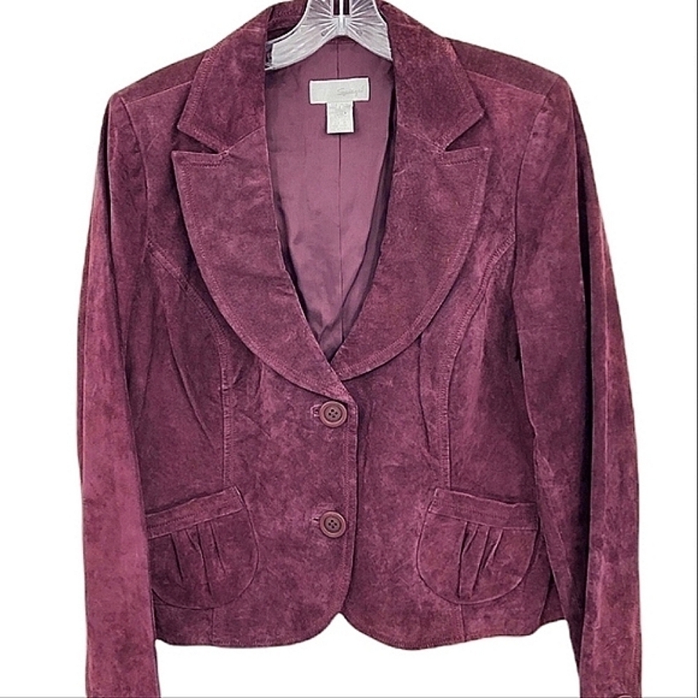 Spiegel Women’s 12 Purple Suede Professional Long Sleeve Jacket Blazer